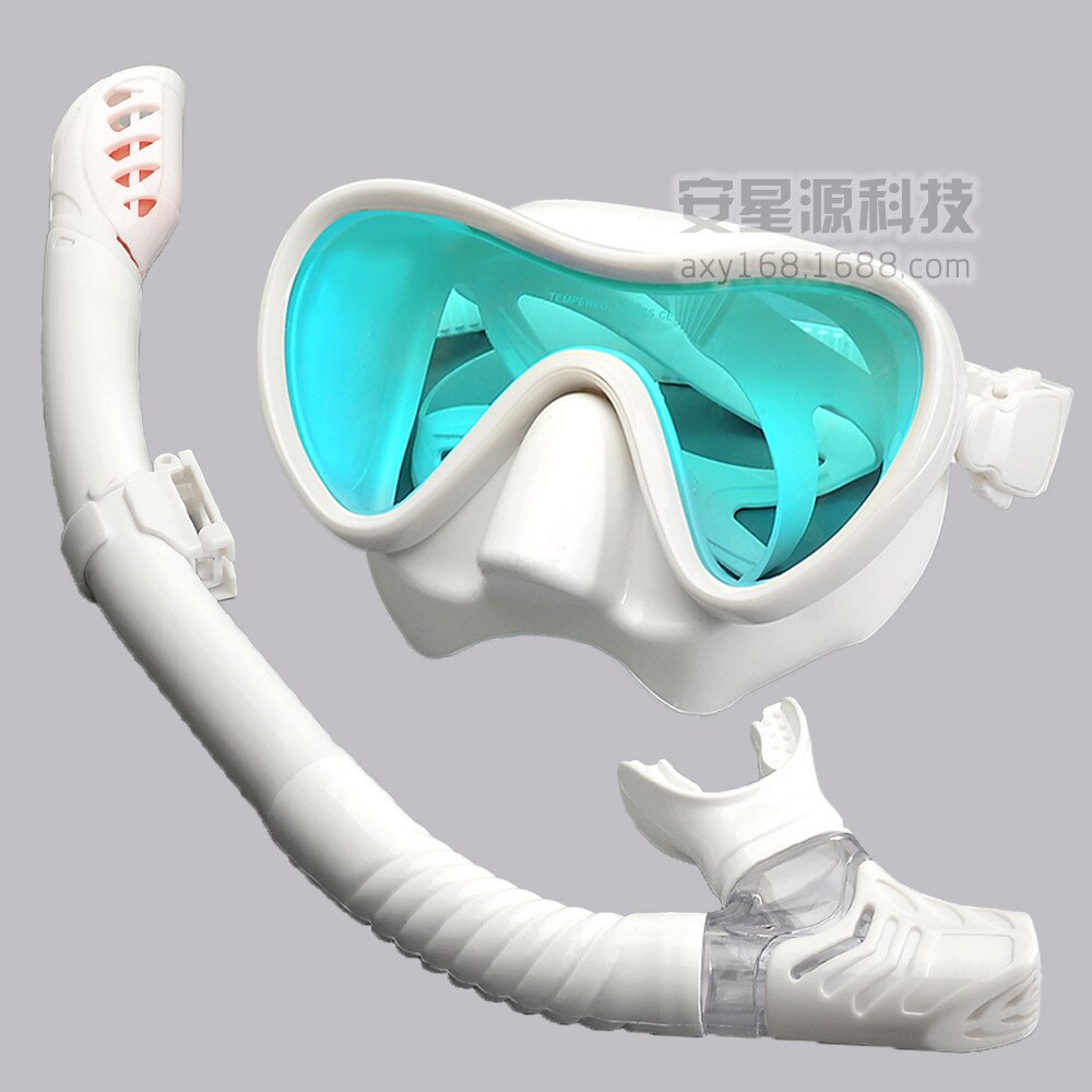 Underwater Anti-Fog Scuba Diving Goggles Mask Swimming Goggles Snorkling Diving Mask Adult Plating Breath Tube Set: Full White Green