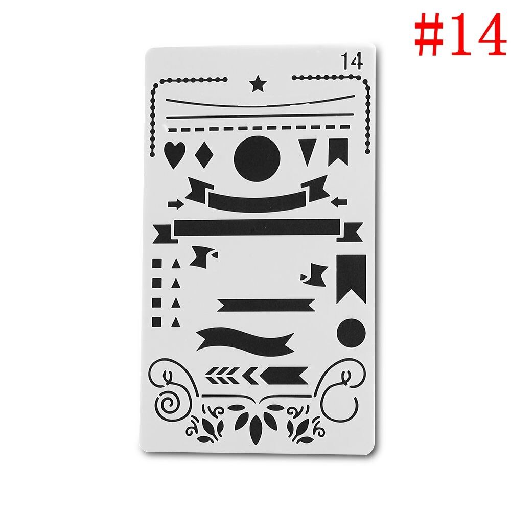 1pc Hollow Ruler Plastic Stencils Bullet DIY Journal Stencil Template Journal Notebook Diary Scrapbook Stationery Portable Art: 14