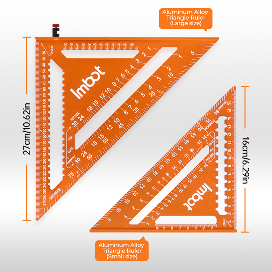 IMBOT Aluminum Alloy Double Scale Triangle Ruler Angle Ruler Carpenter Triangle Square Rafter Tool Mensurement Tool for Woodwork