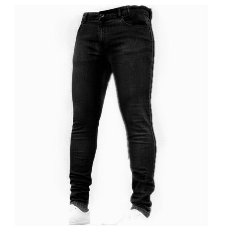 Mens Slim Fit Jeans Super Stretch Denim Pants Slim Skinny Casual Jeans: XXL / Black