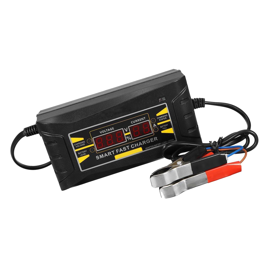 Cargador de batería rápido inteligente de motocicleta 12V 6A con pantalla LCD enchufe de la UE