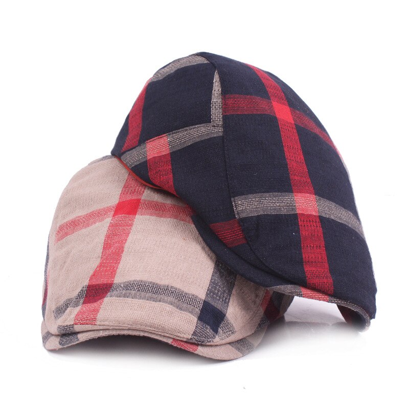 Mode Peaky Blinder Mannen Mannen Zomer Cap Vrouwen Plaid Baretten Katoen Gatsby Unisex Ivy Hat Rijden Zon Platte cabbie Newsboy