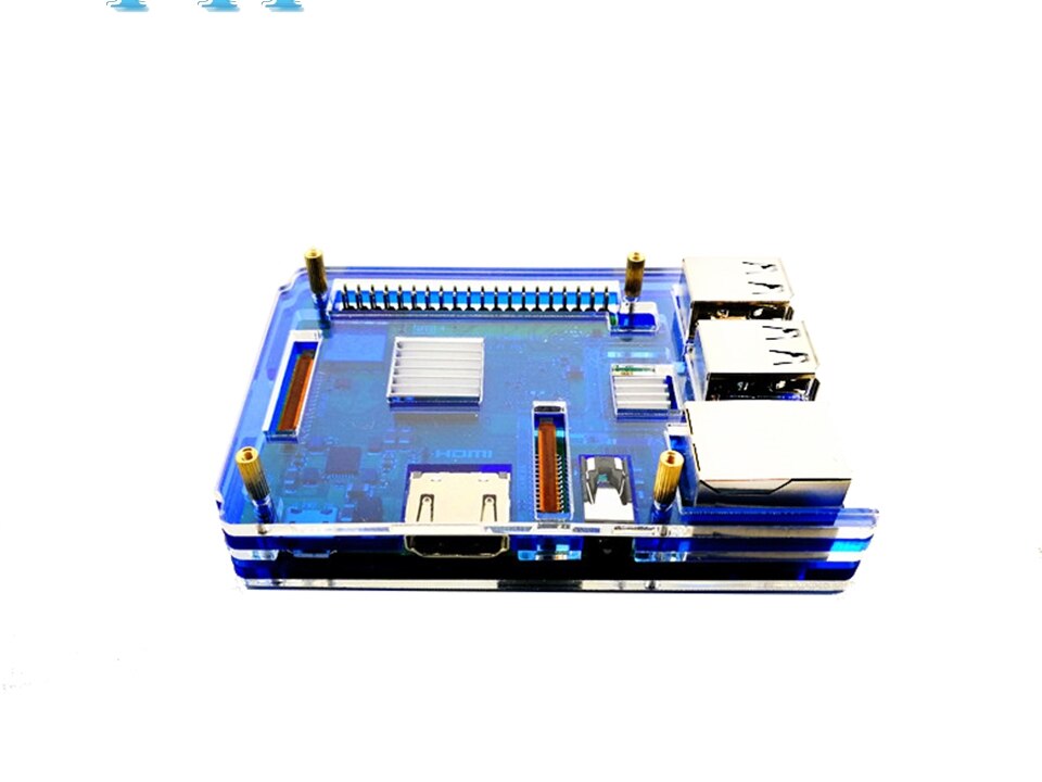 Coque raspberry  pi 3 b+  plus génération, coque 5 couches, couleur jaune, noir, bleu, orange, rouge, envoi avec dissipateur thermique: Bleu