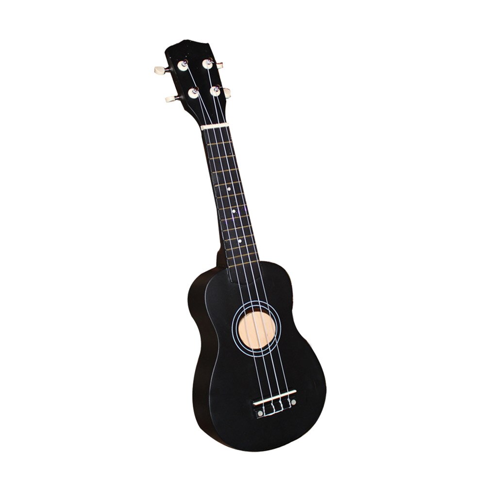 4 Strings 21 inch Guitar Musical Enjoyable Instrument Supplies Basswood Hawaii Musical Instrument Ukulele for Beginner: Black