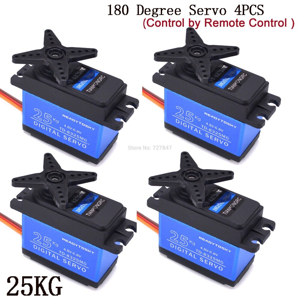 20kg TD8120MG / 25kg TD8325MG Hohe Drehmoment Kernlosen Motor- Servo Wasserdichte Digital 180 Grad Servo Kontrolle durch Fernbedienung Kontrolle: 4Stck 25KG SERVO