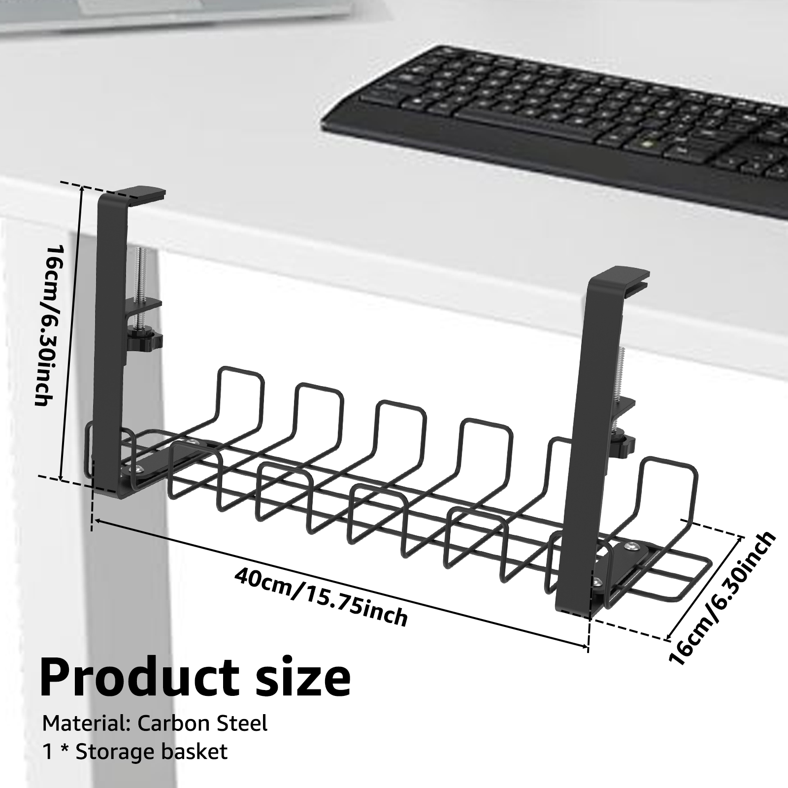 Onder bureau kabelbeheer lade computer bureau draadorganizer geen boren snoerhouder voor thuis keuken opslagaccessoires: green