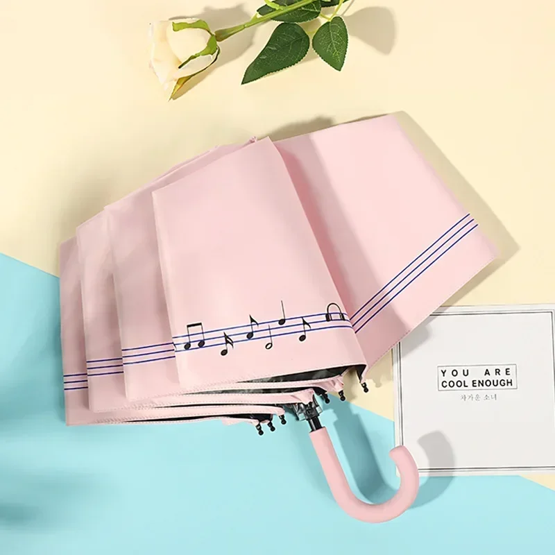 J-formet håndtakslomme mini-paraply anti-uv paraguas solparaply regn vindtett 3 sammenleggbare bærbare paraplyer for kvinner og barn: Blå