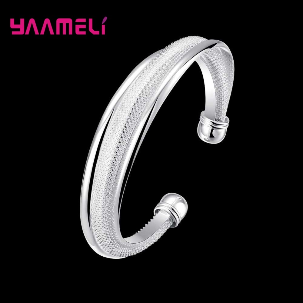 Luxe S925 en argent Sterling ouverture manchette bracelets Bracelet pour les femmes bijoux réglable anniversaire