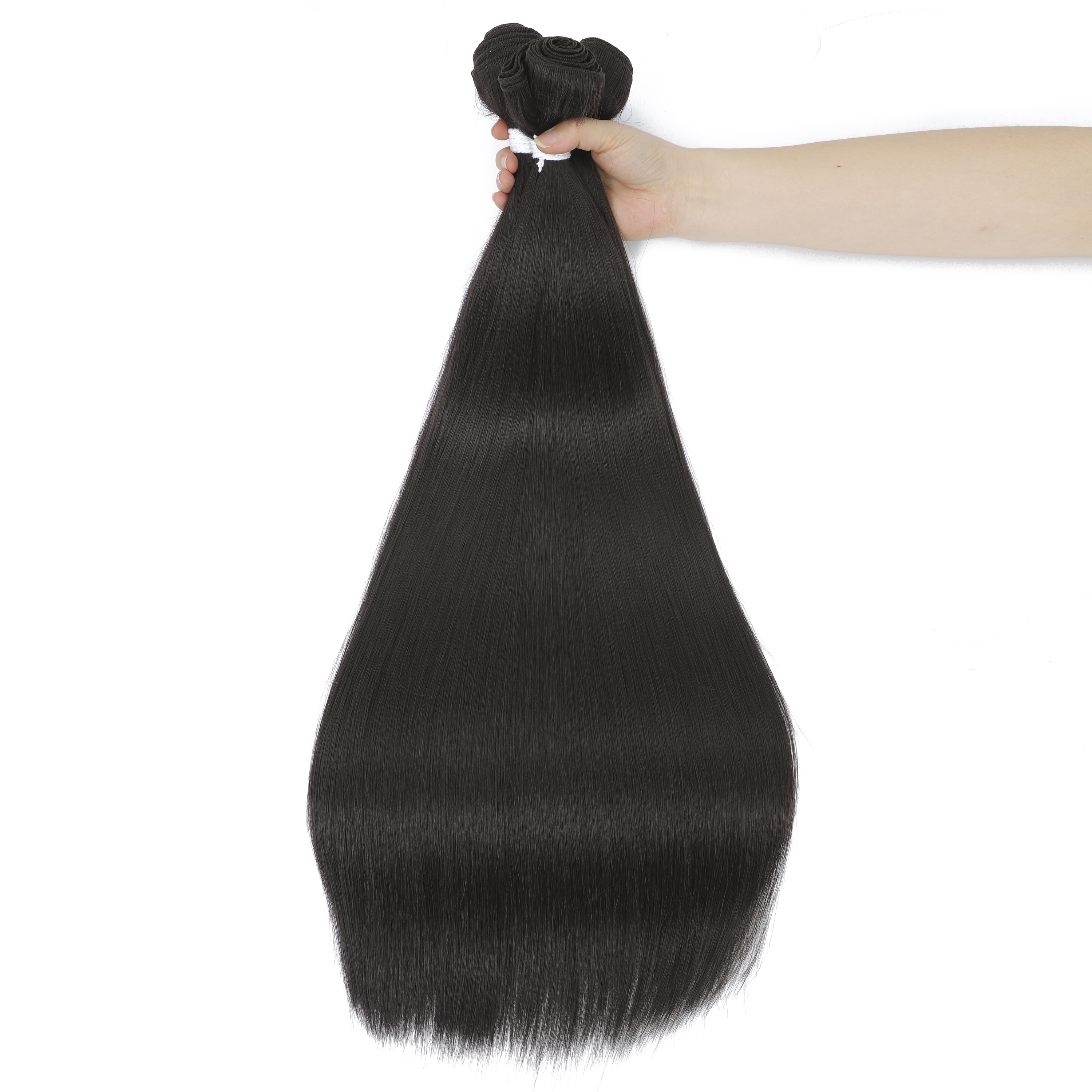 Extensiones de cabello liso de 26 pulgadas, mechones de cabello ombré, pelo de fibra resistente al calor, tejido de pelo liso sintético