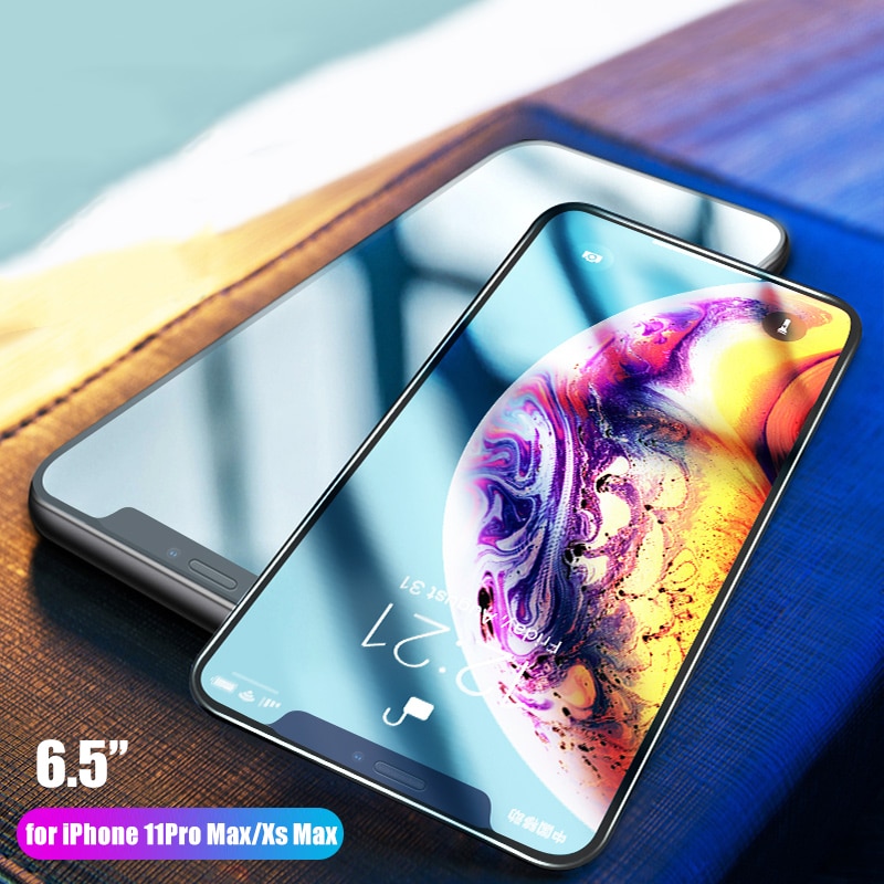 Heldeksel herdet glass for iphone 11 pro max skjermbeskytter film for iphone x xr xs max 6 6s 7 8 plus beskyttende se