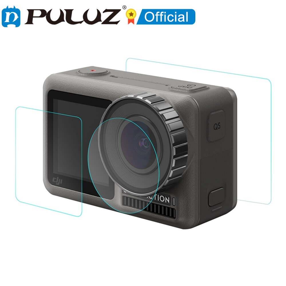 Puluz Lens Film Voor-en Achterkant Lcd-scherm Gehard Glas Film Voor Dji Osmo Action Beschermende Film Screen Actie sport Camera