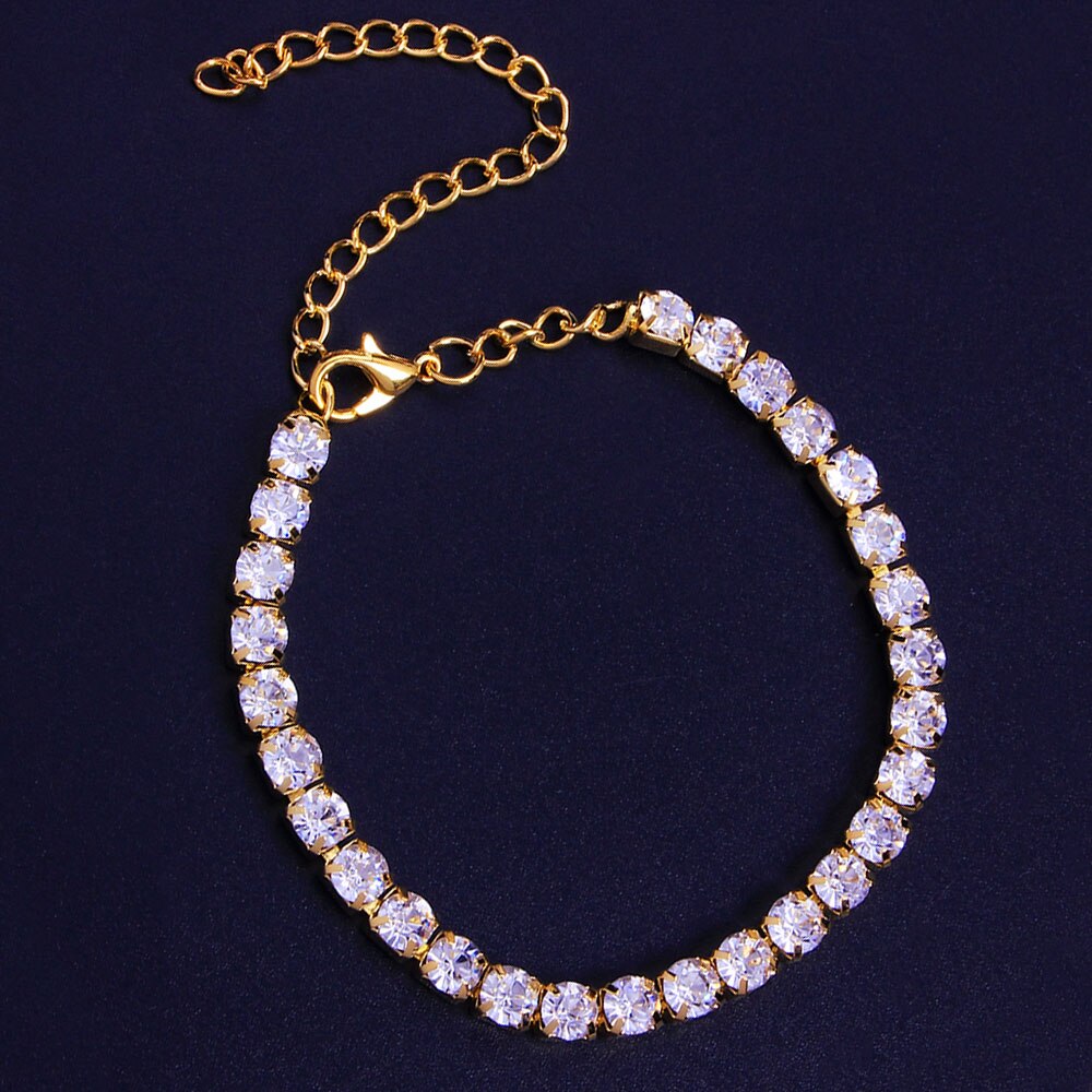 Stonefans Hip Hop Sieraden Grote Rhinestone Enkelband Eenvoudige Ketting Voor Vrouwen Bling Bling Crystal Tennis Enkelband Voet Ketting