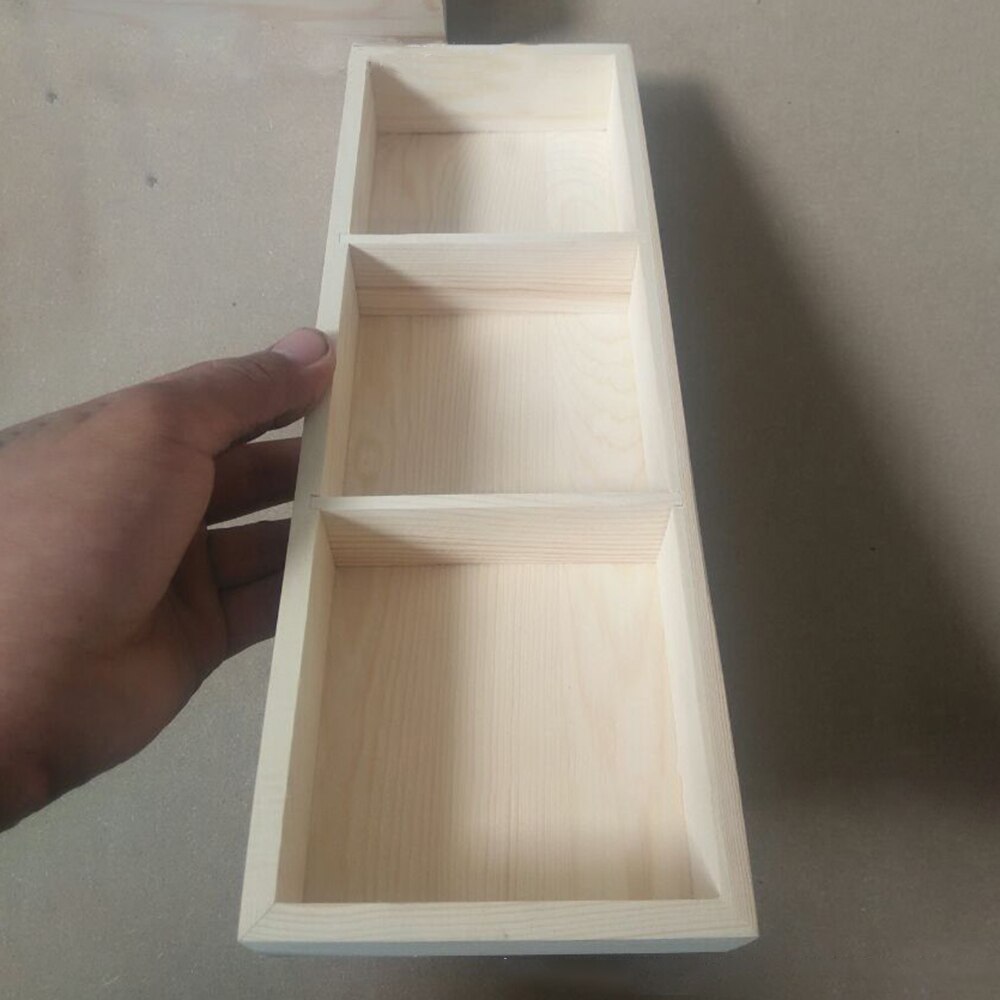 3 Grid Wooden Vintage Wood Garden Flower Planter Succulent Pot Rectangle Trough Box Plant Bed