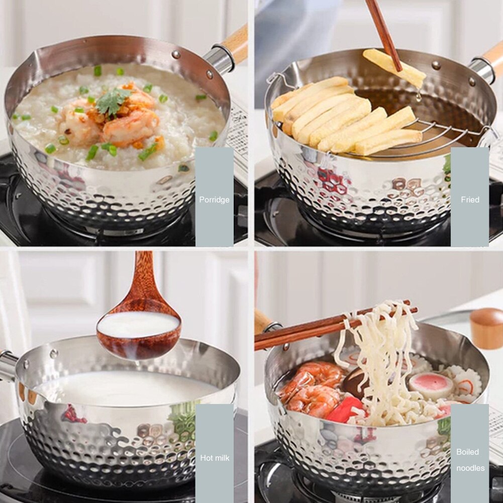 Heating Warmer Thickened Home Spouts Milk Pan Pour Portable Wood Handle Kitchen Accessory Cooking Sauce Pot Non Stick Soup Steam
