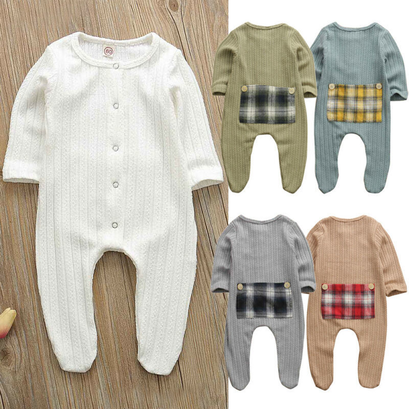 Baby Kleding 0-9M Baby Jongens Meisjes Kid Gebreide Footies Pasgeboren Katoenen Kleding Peuter Lange Mouw Jumpsuit Baby herfst Winter