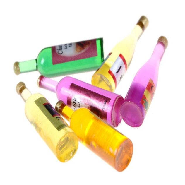 6Pcs set Doll house wine bottle 1/12 handmade accessories