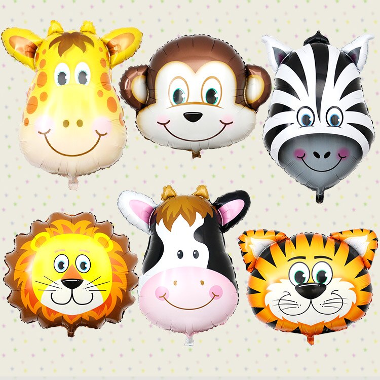 Leeuw & aap & zebra & deer & koe & tiger hoofd Helium Folie Ballonnen Verjaardagsfeestje Dier Ballonnen thema party suppies