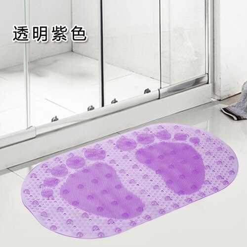Shower Bath Mat Environmental Protection Toilet Household Bathtub Bathroom Hollow Hydrophobic Anti-Slip Pad with Suction Cups: Purple