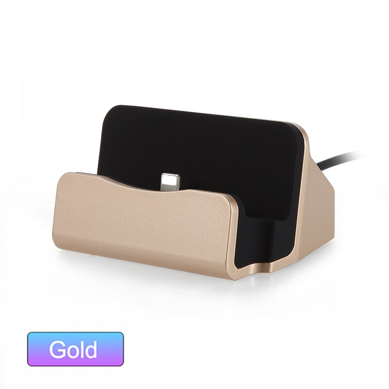 USB Pedestal Data Charger Dock Stand Station Charging For iphone 8 7 XR XS Desktop Cradle For Samsung Xiaomi Docking ladestation: For iphone / Gold