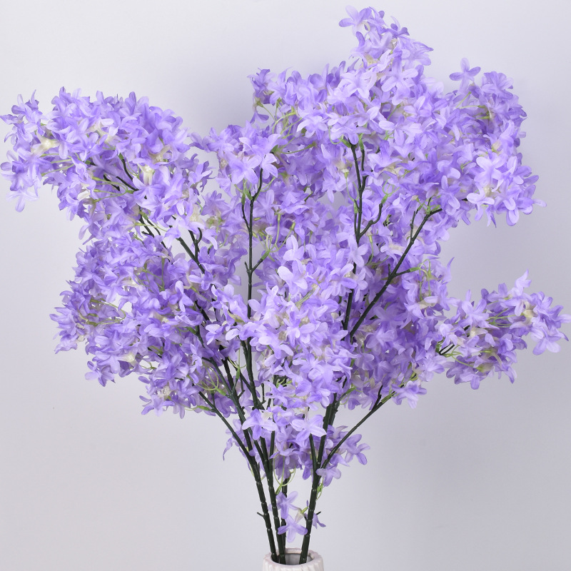 Flor Lila Artificial - Tallo Largo 100cm Flor Seda Flor Cerezo para Decoración Hogar Oficina Hotel Boda Fiesta