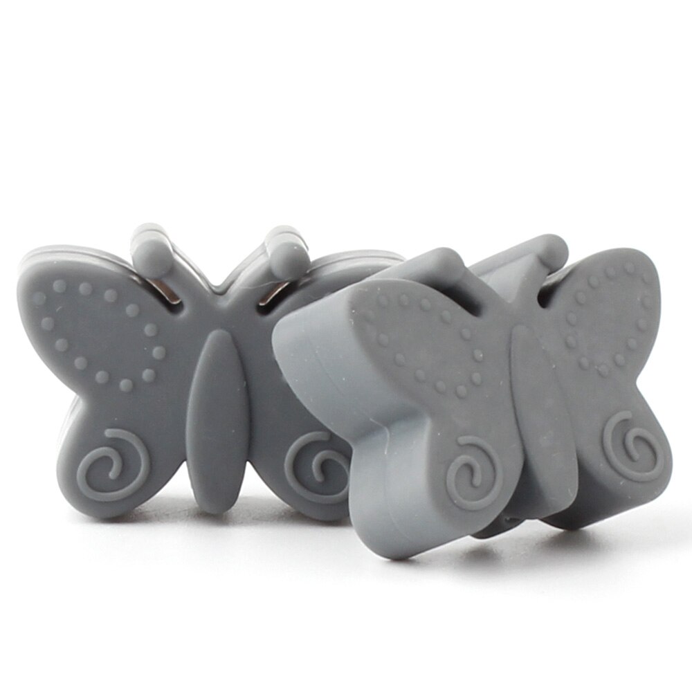 Keep&grow 10Pcs Silicone Beads Butterfly Teething Beads For Jewelry DIY Making Bead BPA Free Silicone Baby Teething Necklace Toy: Dim Gray