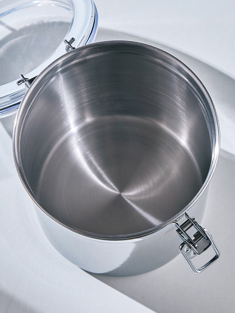 Stainless Steel Coffee Bean Storage Tank Coffee Powder Sealed Tank Food Storage Containers Fresh-Keeping Tank Cereal Dispenser