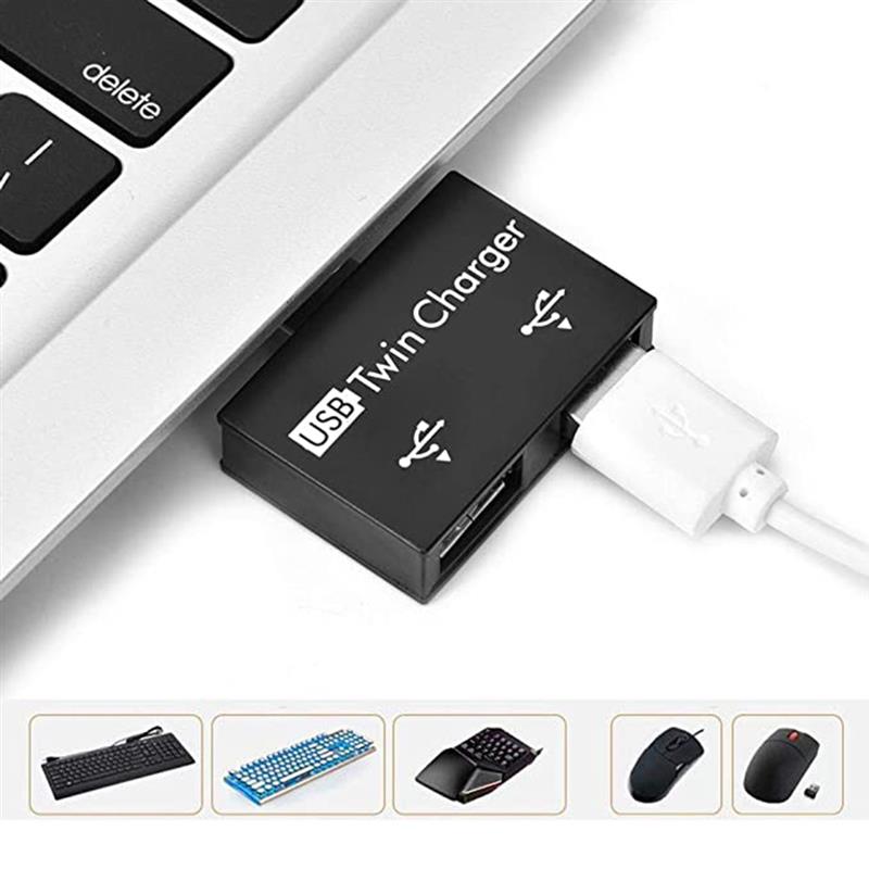 USB2.0 Mannelijke Twin Charger Dual 2 Port Usb Hub Splitter Adapter Converter Opladen Usb Wire Plug Voor Laptop Pc