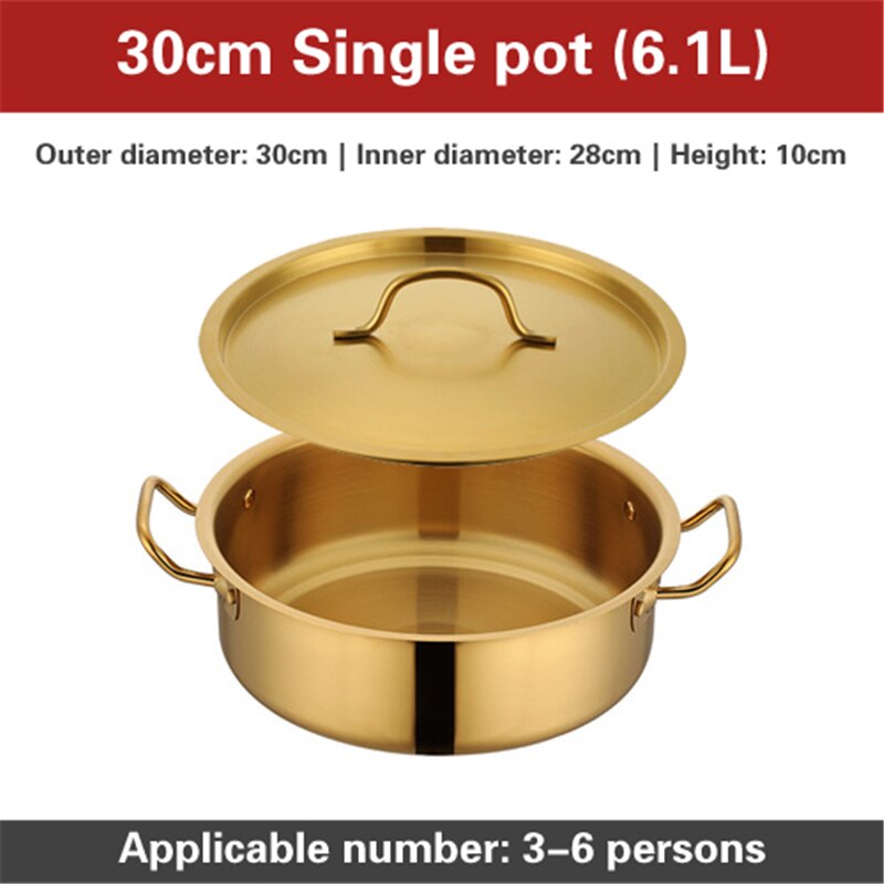 Rvs Pot Wastafel Gouden Pot Pot Soep Pot Spoelen Pot Voor Inductie Kookplaat Platte Bodem Dubbele Oor enkele Pot: 30cm Single pot