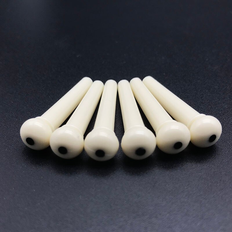 6Pcs Bone Guitar Bridge Pins Ebony Bone Rosewood Bridge Pin for Acoustic Guitar with Pearl Shell Brass Circle Guitar Accessories: Plastic Black