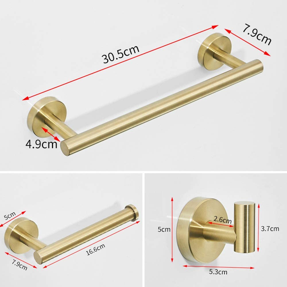 Sus304 Stainless Steel Wall Mounted Toilet Paper Holder Bathroom Hardware Accessories Brushed Gold Towel Bar Hook
