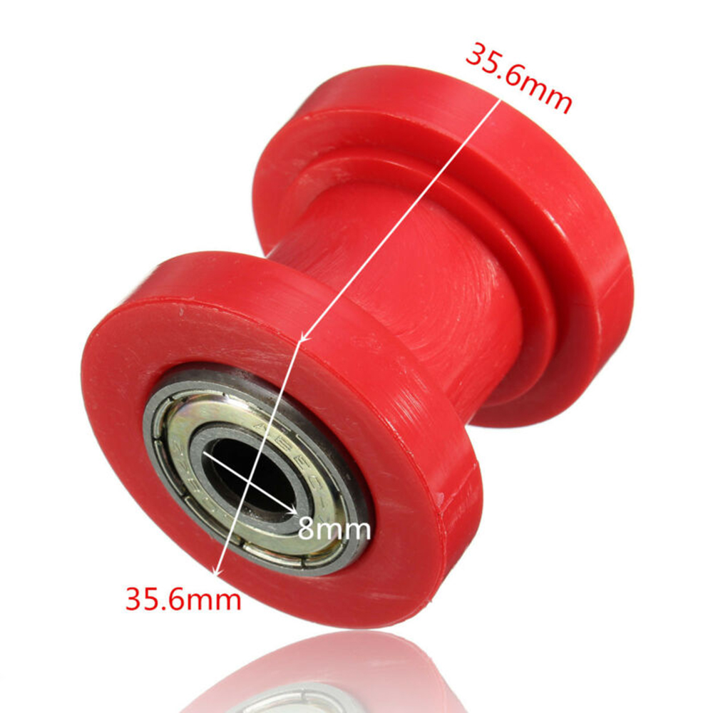 Red 8mm Chain Roller Slider Tensioner Pulley Wheel Guide For Pit Dirt Bike ATV And