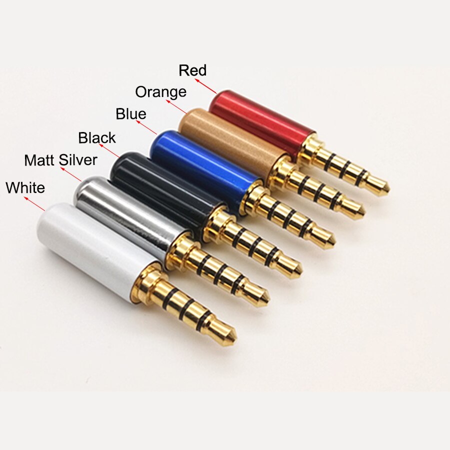 2 stuks Koperen 3/4 Pole 3.5mm Plug Male Headphone Jack met Clip 3.5mm Stereo Audio Connector voor 4mm Kabel Adapter