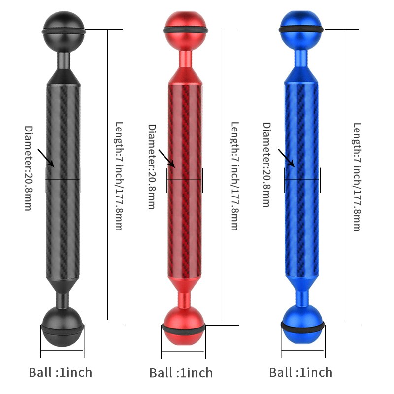 Diving Fotografia In Fibra di Carbonio Doppia Testa A Sfera Galleggiante Salvagente Braccio Della Macchina Fotografica Subacquea Kit Vassoio Ultralight 5/6/7 /8/9/10/11/12 Pollici