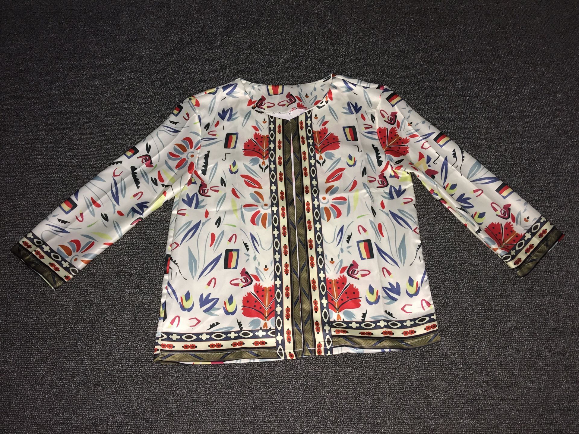 Vrouwen Jassen en Jassen en Najaar Zeven-minuut Mouw Print Etnische Stijl Korte Jas Vrouwen Dunne Jas