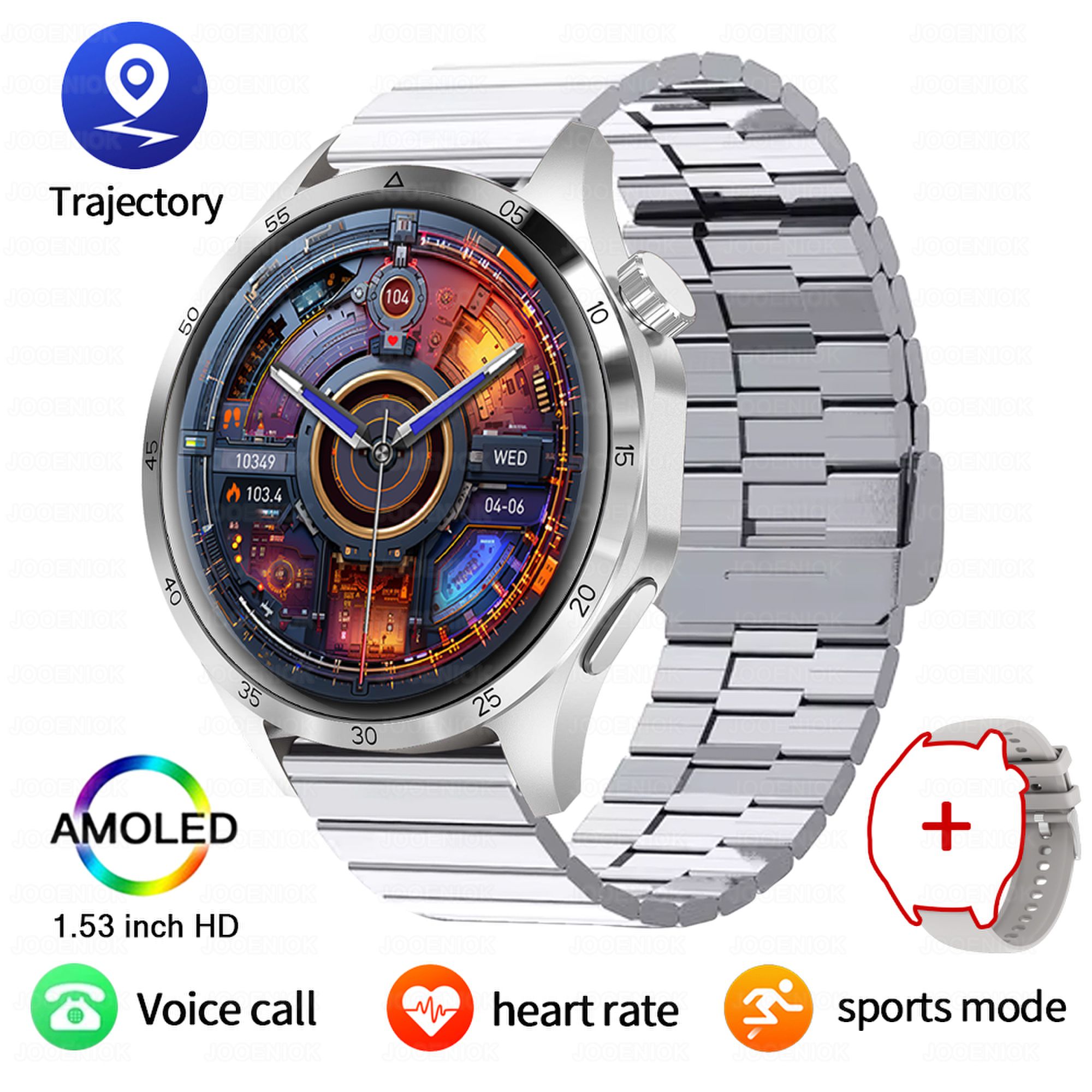 Orologio intelligente militare da uomo regalo display AMOLED messaggio push cardiofrequenzimetro salute sport all'aria aperta impermeabile chiamata BT Smartwatch: Viola