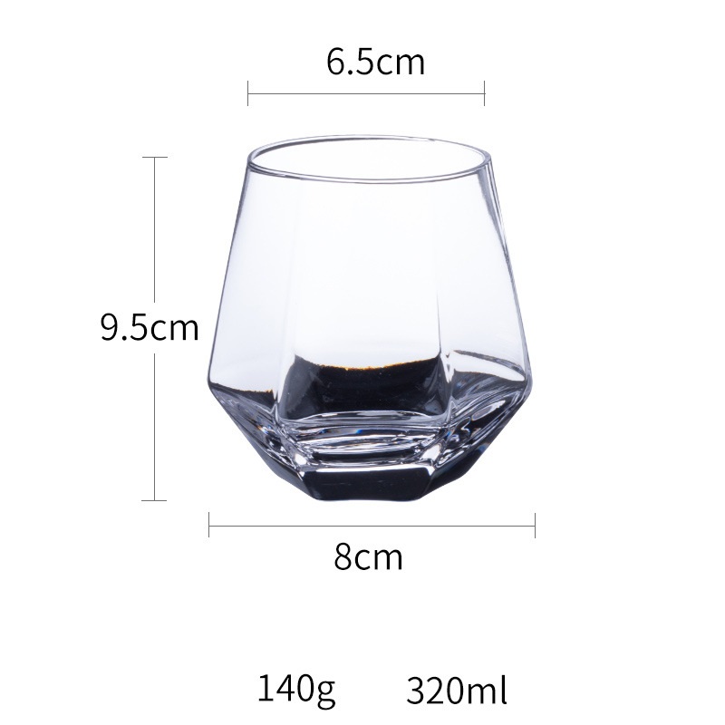 European Style Drinking Vessel Hexagonal Crystal Glass Household Whisky Red Wine Cup Beer Steins Simple Geometry Cups: Solid