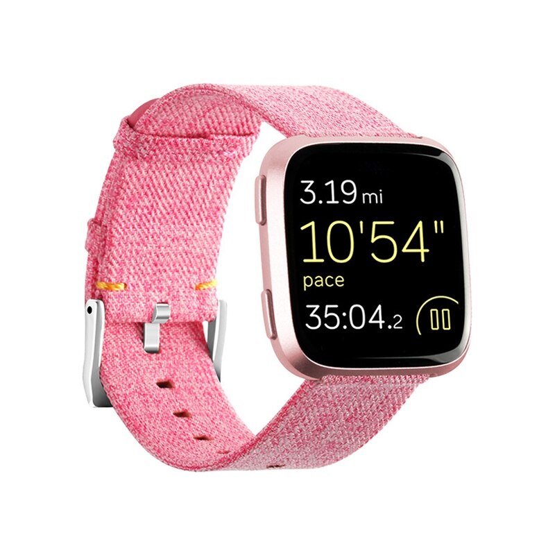 Lerretstropp til fitbit versa bånd erstatning stabil klokkerem på passe bit versa 2 vesa lite armbånd smart armbånd pulseira: Rosa