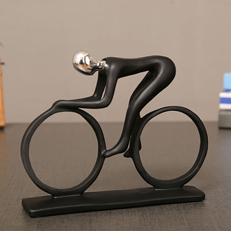 Harpiks sport mand golf cykel statue sorte figurer håndværk ornamenter enkel boligindretning vinskab dekorationer  d057