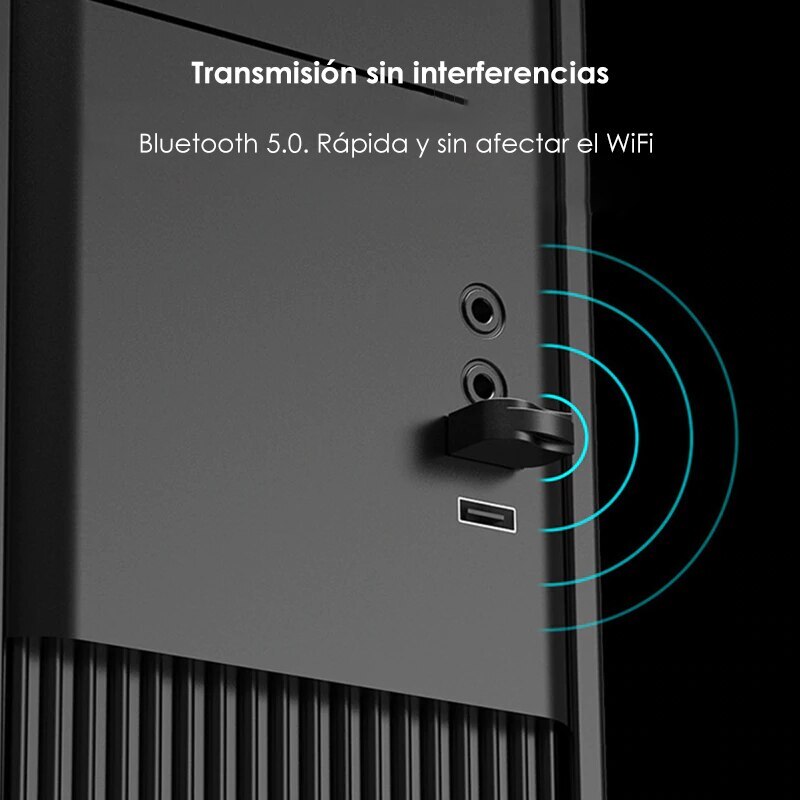 Adaptador Dongle USB de Bluetooth 5.0, Bluetooth USB Transmisor y Receptor para PC con Windows 7/8//10, Plug and Play
