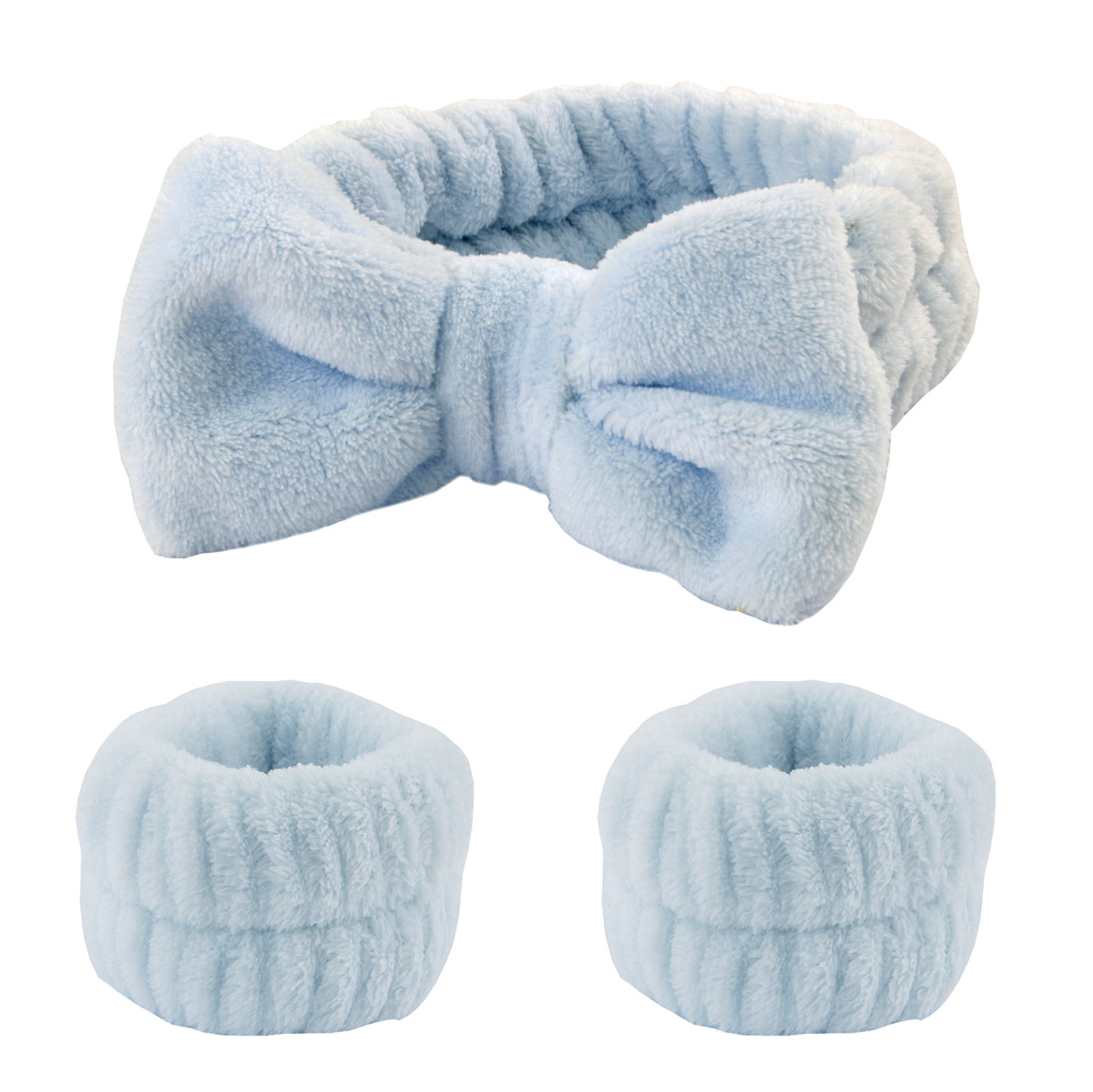 Diadema de Spa para lavarse la cara, toalla de maquillaje de microfibra, bandas para el cabello, banda absorbente para el sudor, 3 uds.: Negro