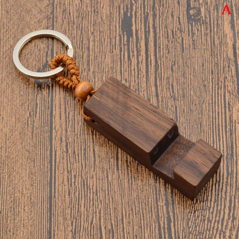 1pc Lightweight Slim Wooden Mobile Phone Stand Holder Stand Pendant Keychain: A