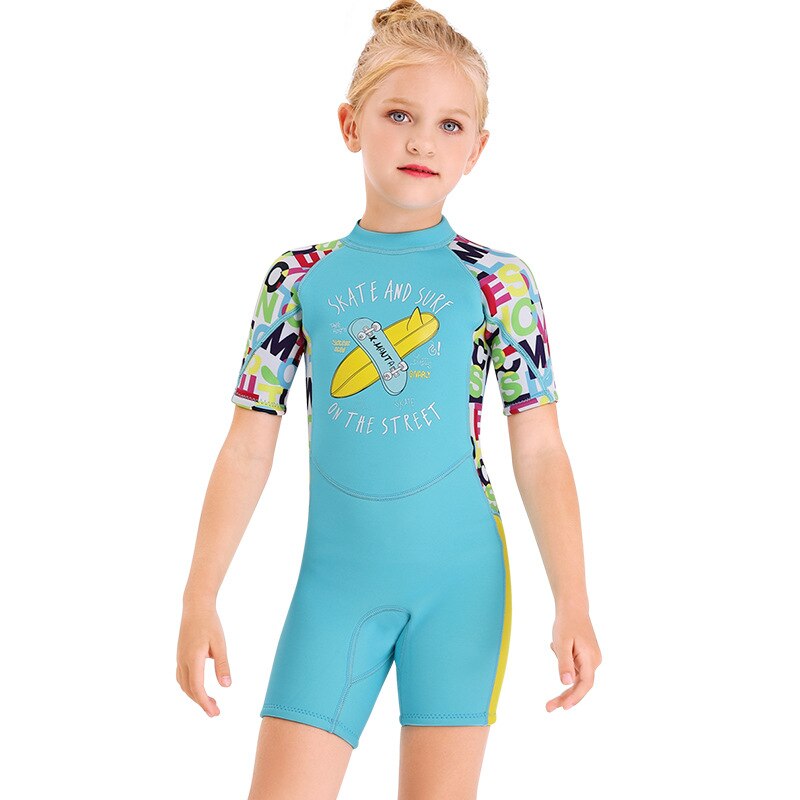 2.5mm Neoprene Shorty Wetsuit Kids for Swimming Boys Girls Sunscreen Surfing Scuba Diving Wet Suit Snorkeling UPF50+: 3 / M