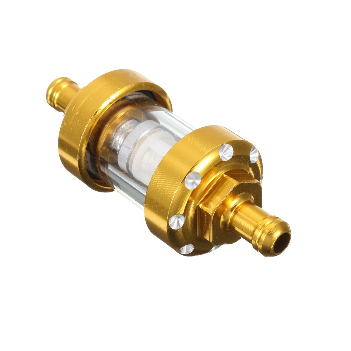 Filtro de combustible para motocicleta 1/4 ''6mm filtro de combustible transparente en línea corto filtro de combustible aleación de aluminio filtros de Auto 69mm de largo