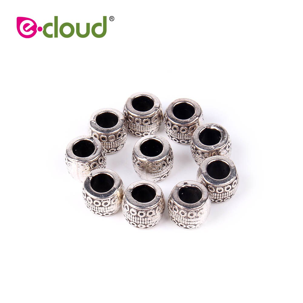Ensemble de perles en métal argenté, 10 pièces/lot, 9 styles différents, Dreadlock, dreadlocks, dreadlocks, dreadlocks, dreadlocks, clips pour cheveux