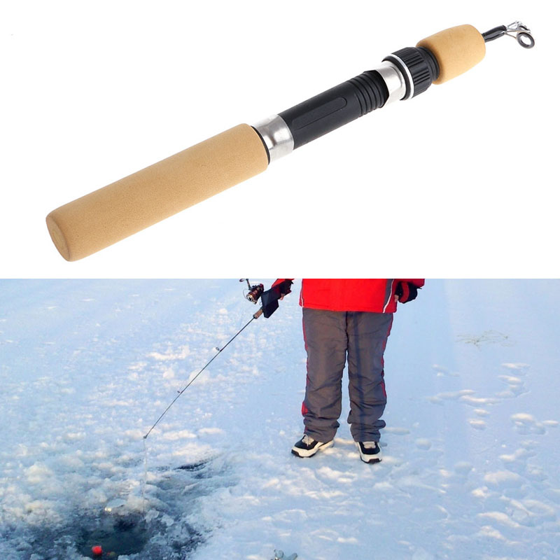 60cm bærbare lommer vinter isfiske fiskestang miniutstyr spinning casting