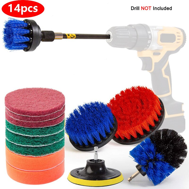 4PCS-31PCS Kitchen Cleaning Brush Kits Power Scrub Pads Scrubber Multipurpose Cleaner Scrubbing Cordless Electric Drill Brushes: 14pcs