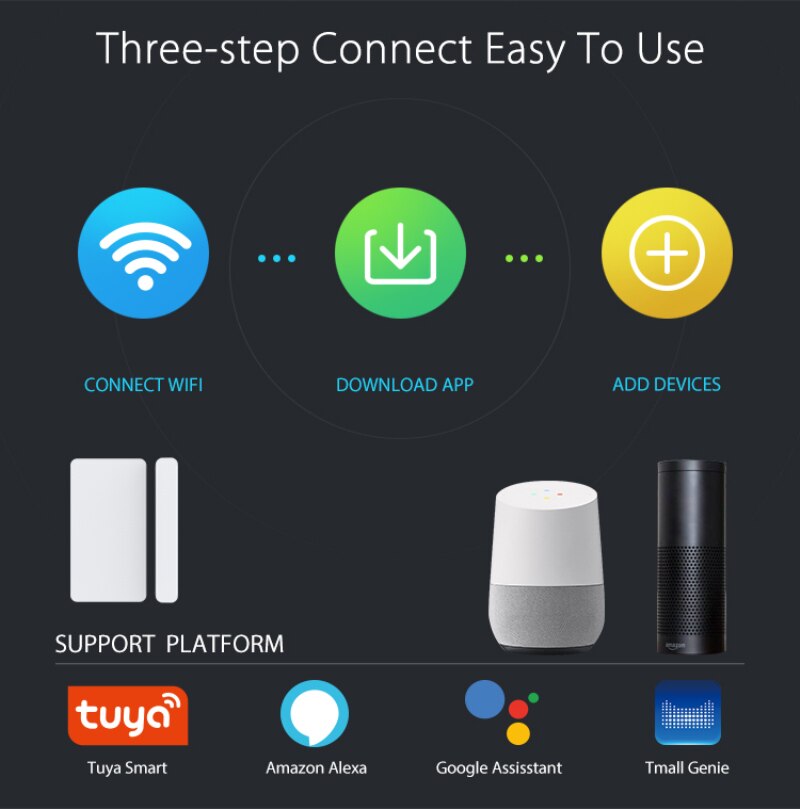 Window Sensor Wifi Door And Window Entry Sensor Alarm Burglar Home Security Warning System US