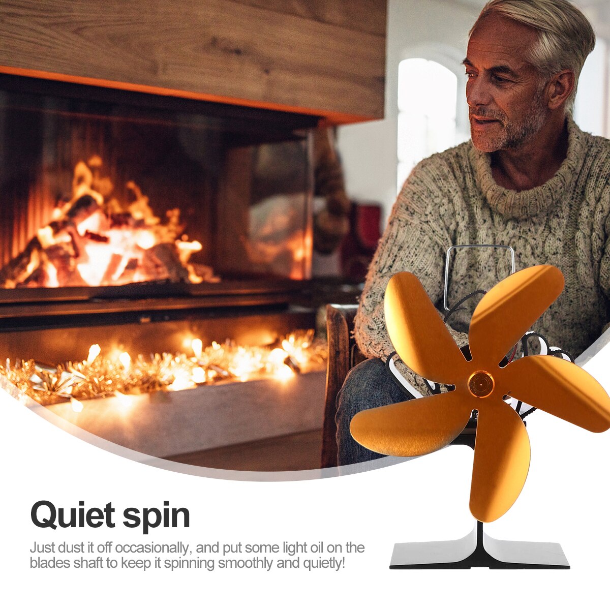 Thermal Power Fan Fireplace Fan 5 Blades Heat Powered Stove Fan Eco-friendly Fan