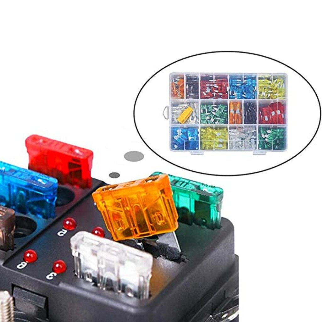 300Pcs Profile Mini Small Size Blade Car Fuse Assortment Set for Auto Car Truck 5/7/10/15/20/25/30//A Fuse with Plastic Box