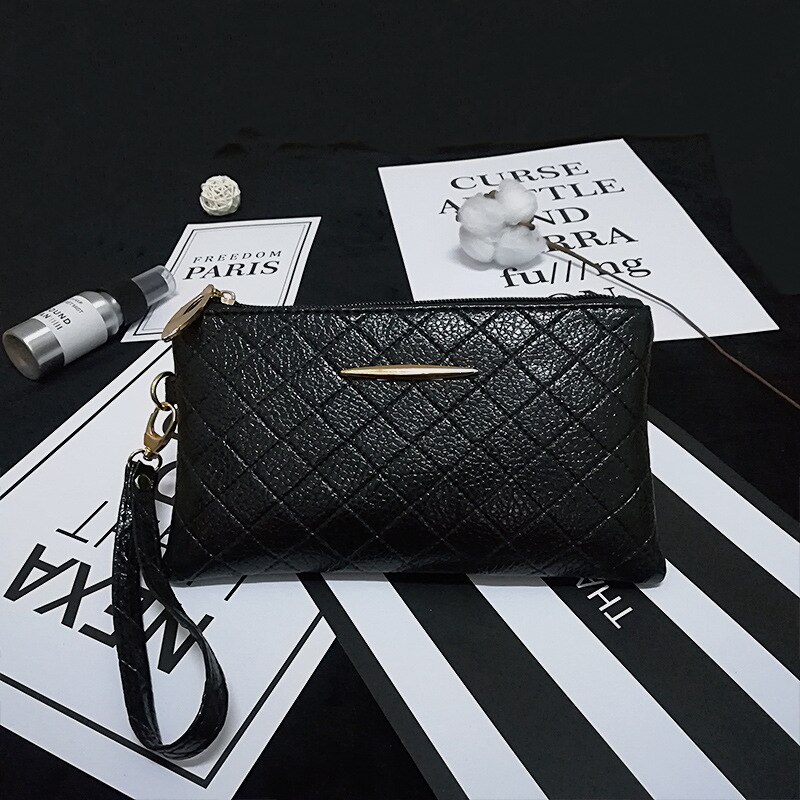 Ladies'wallet Pu Kleine Verandering Portemonnee Mobiele Telefoon Tas Handtas Mode Portemonnees Flap: Black